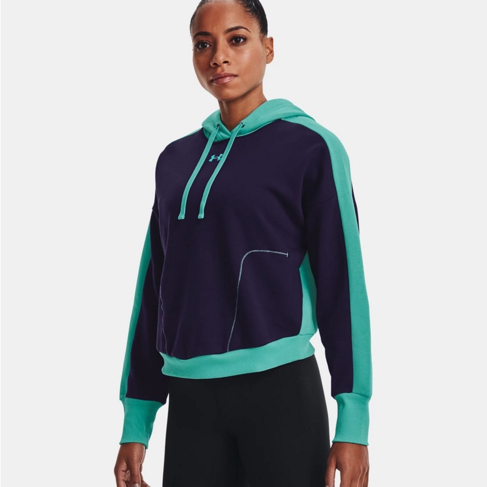 Under Armour Women's Rival Purple and Green Cropped Hoodie Size M
